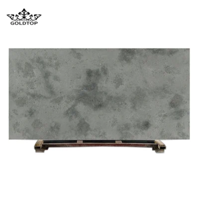 6002 Cemento gris Rendimiento de grado superior 2 cm / 3 cm de espesor Hormigón artificial pulido Losa de cuarzo sólido para cocina / baño / pared / piso Hotel / decoración del hogar